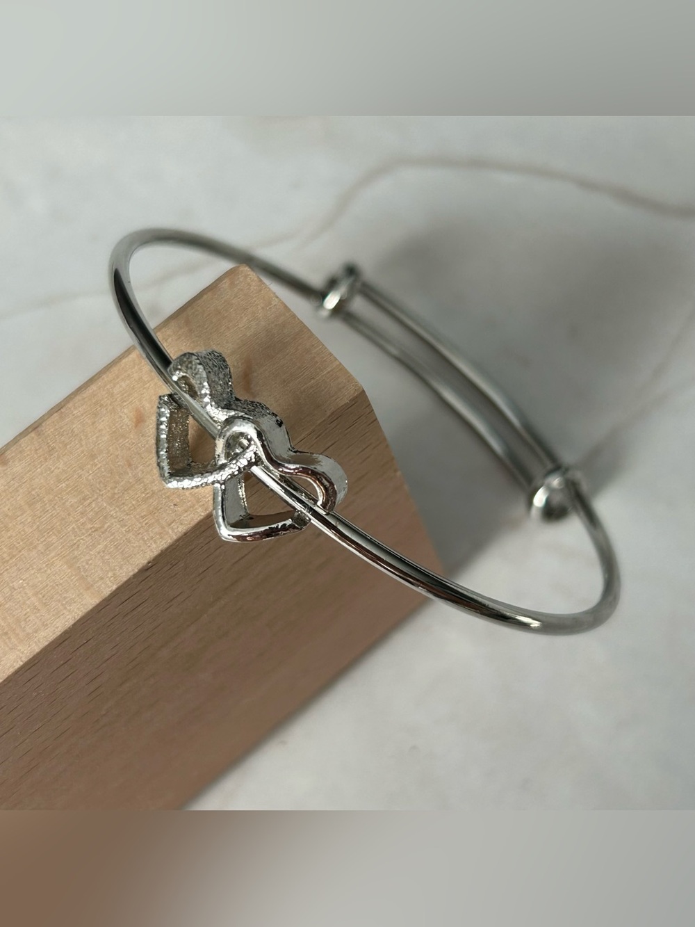 Silver Hearts Adjustable Bangle Bracelet